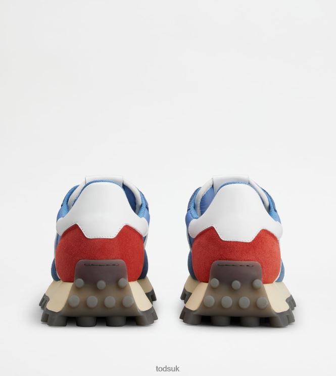 Tod's Men Sneakers 1T in Suede and Fabric 602L84838 Blue/White/Red