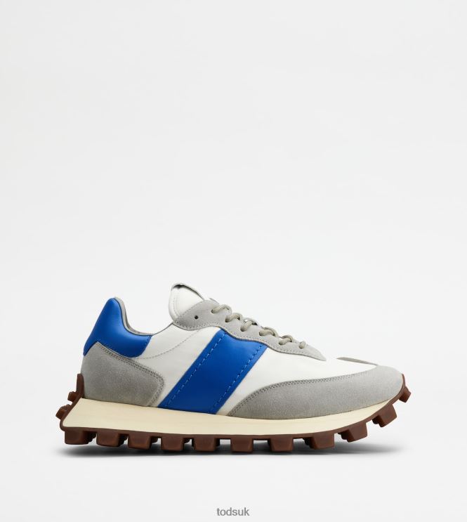 Tod's Men Sneakers 1T in Suede and Fabric 602L84864 Grey/White/Blue