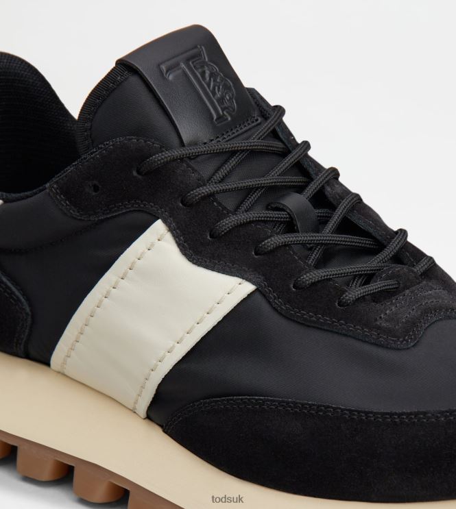 Tod's Men Sneakers 1T in Suede and Fabric 602L84866 Black/Off White