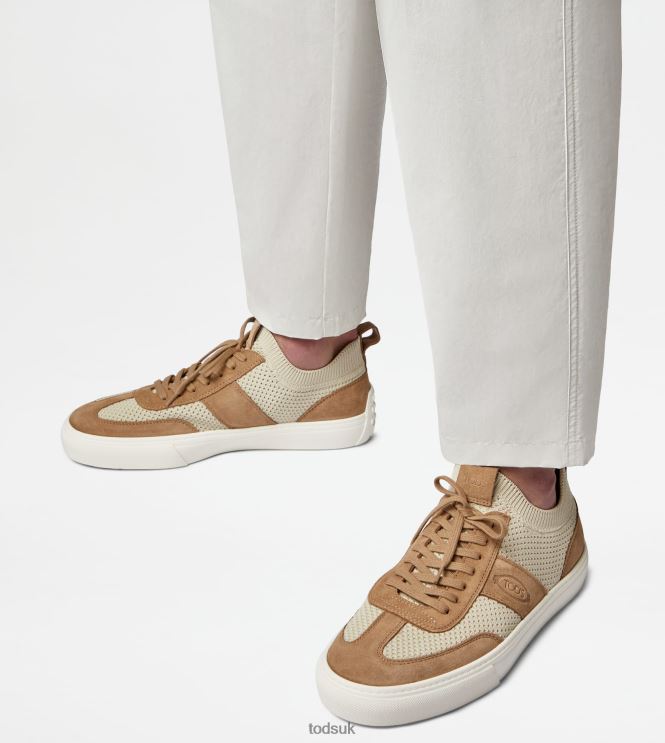 Tod's Men Sneakers in Fabric and Suede 602L84852 Beige/Off White