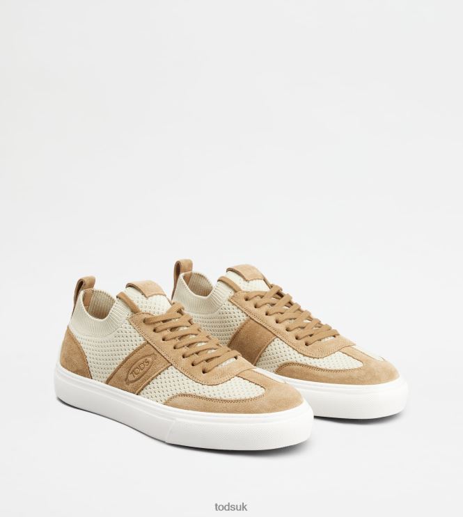 Tod's Men Sneakers in Fabric and Suede 602L84852 Beige/Off White