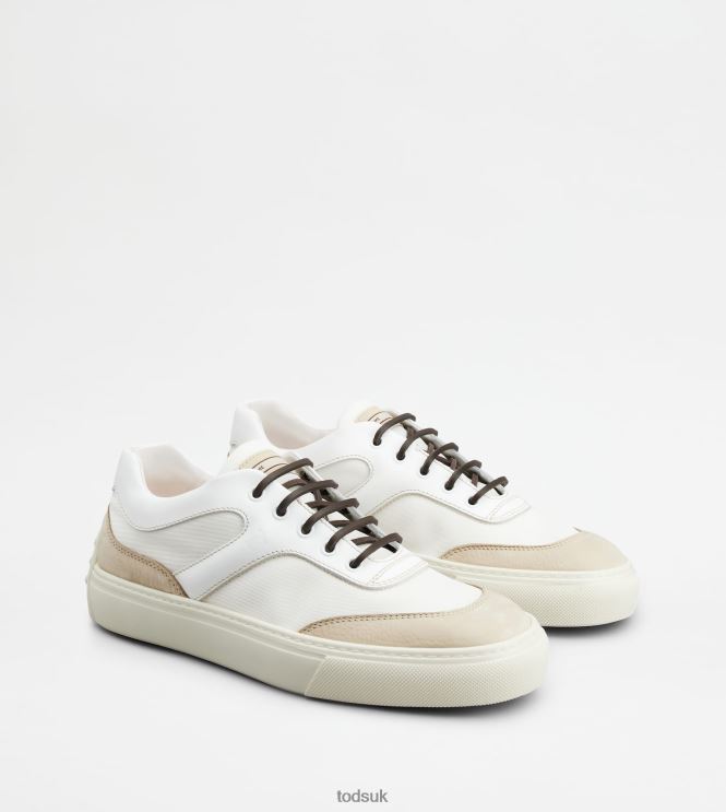 Tod's Men Sneakers in Leather and Fabric 602L841136 Beige/White