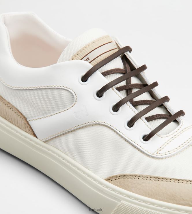 Tod's Men Sneakers in Leather and Fabric 602L841136 Beige/White