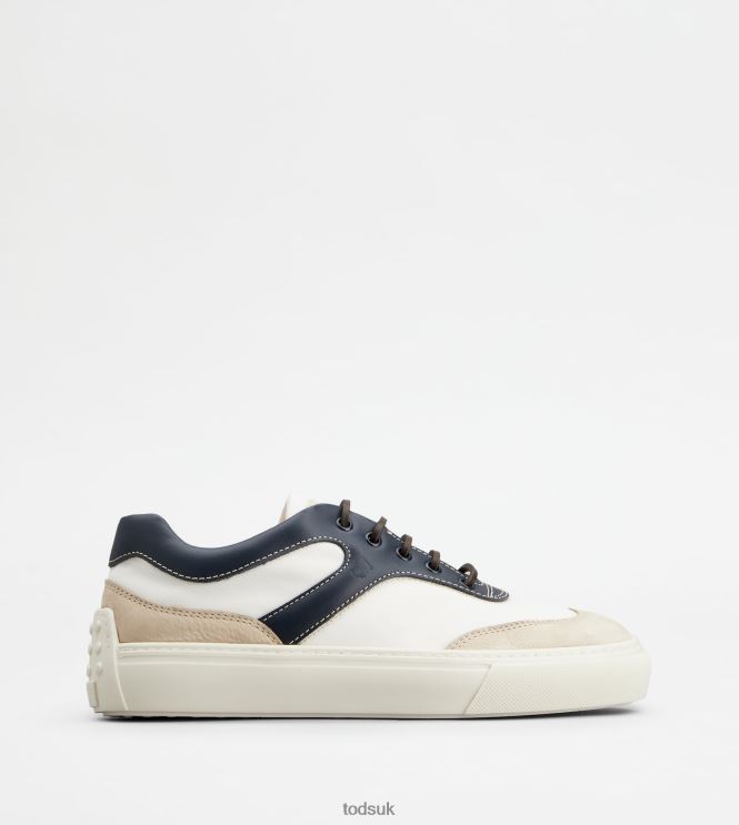 Tod's Men Sneakers in Leather and Fabric 602L841137 White/Off White/Blue