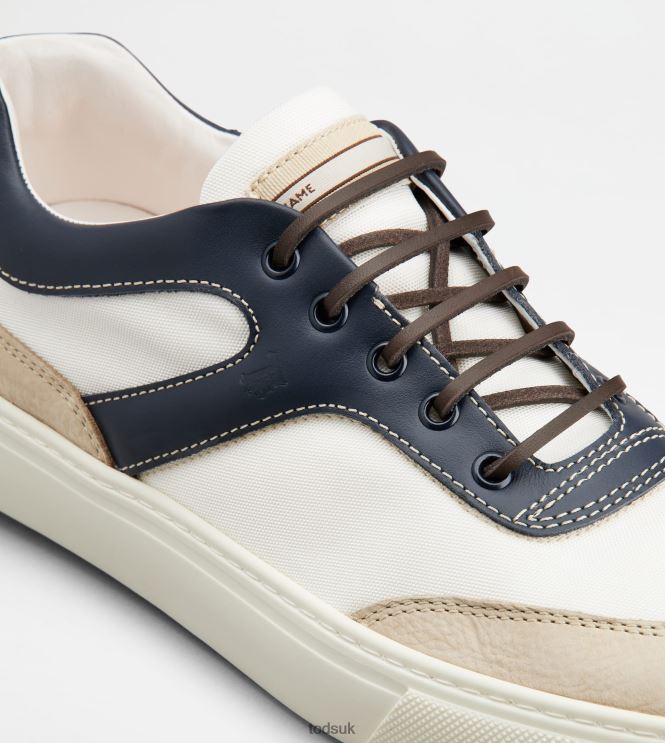 Tod's Men Sneakers in Leather and Fabric 602L841137 White/Off White/Blue