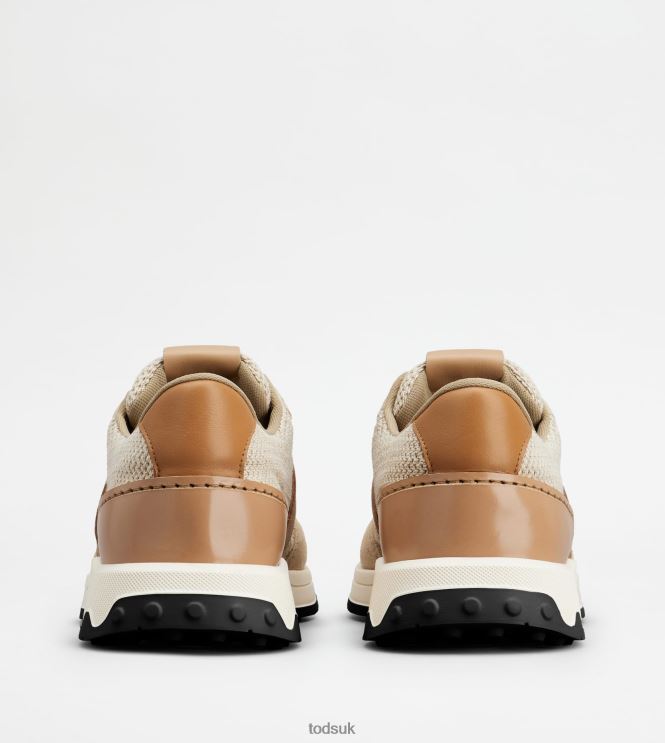 Tod's Men Sneakers in Leather and Technical Fabric 602L84876 Brown