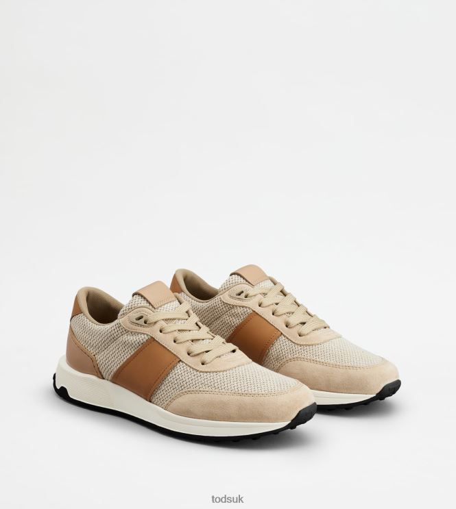 Tod's Men Sneakers in Leather and Technical Fabric 602L84876 Brown