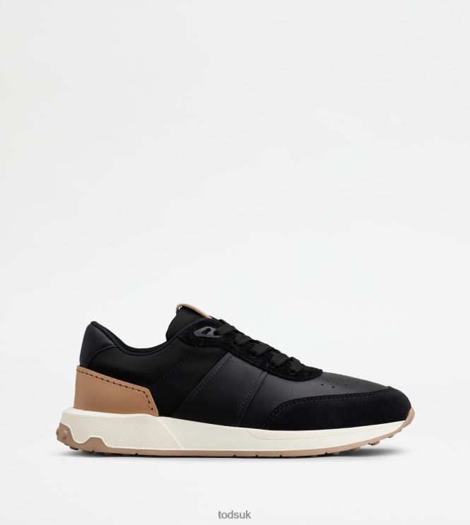 Tod's Men Sneakers in Leather and Technical Fabric 602L84878 Black