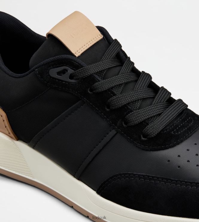 Tod's Men Sneakers in Leather and Technical Fabric 602L84878 Black