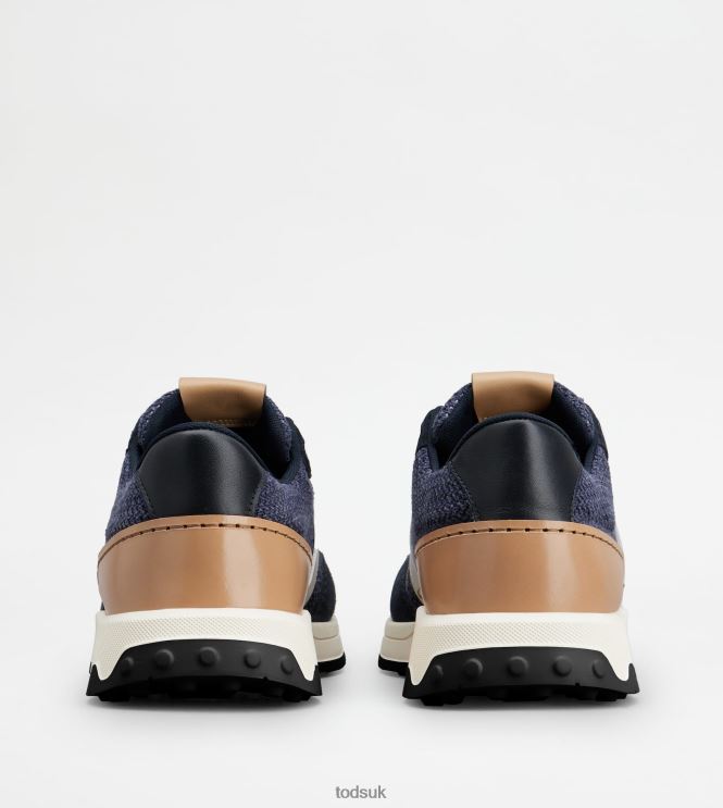 Tod's Men Sneakers in Leather and Technical Fabric 602L84879 Blue