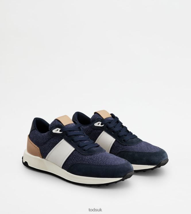 Tod's Men Sneakers in Leather and Technical Fabric 602L84879 Blue