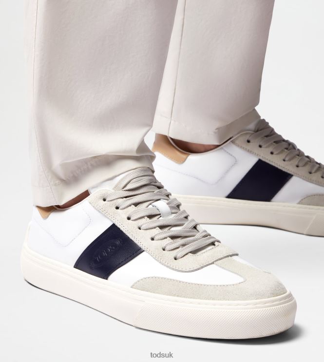 Tod's Men Sneakers in Smooth Leather and Suede 602L84850 White/Blue/Beige