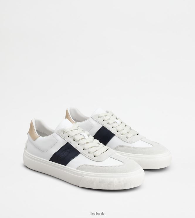 Tod's Men Sneakers in Smooth Leather and Suede 602L84850 White/Blue/Beige