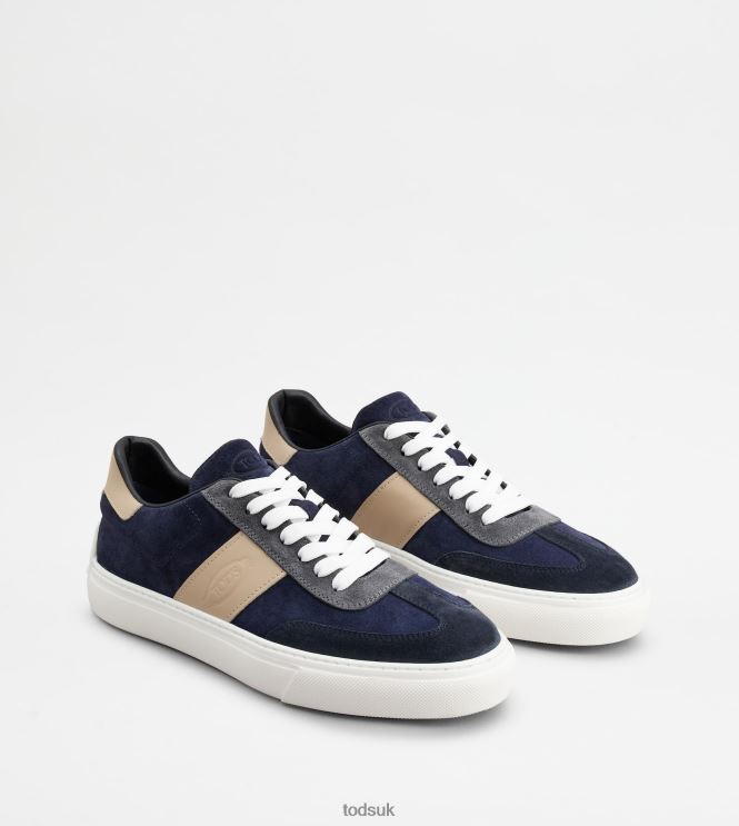 Tod's Men Sneakers in Suede 602L84851 Blue/Pink/Grey