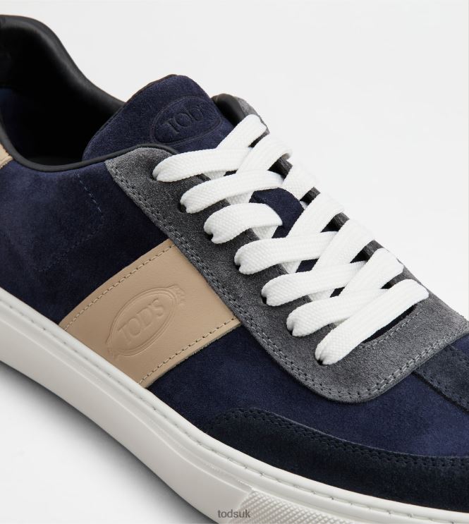 Tod's Men Sneakers in Suede 602L84851 Blue/Pink/Grey