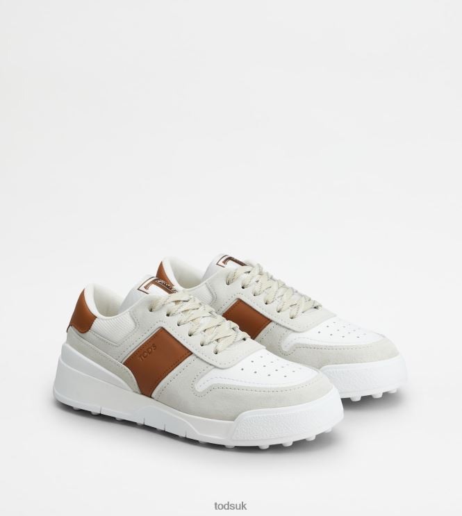 Tod's Men Sneakers in Suede and Smooth Leather 602L84881 White/Brown