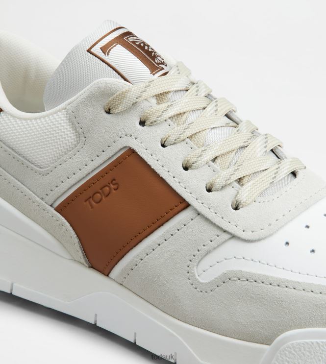 Tod's Men Sneakers in Suede and Smooth Leather 602L84881 White/Brown