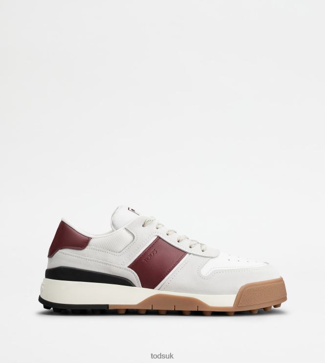 Tod's Men Sneakers in Suede and Smooth Leather 602L84882 Burgundy/White