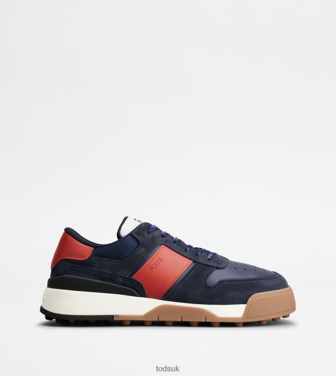 Tod's Men Sneakers in Suede and Smooth Leather 602L84883 Blue/Red