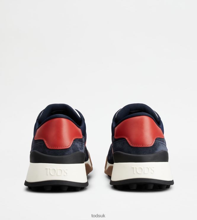 Tod's Men Sneakers in Suede and Smooth Leather 602L84883 Blue/Red