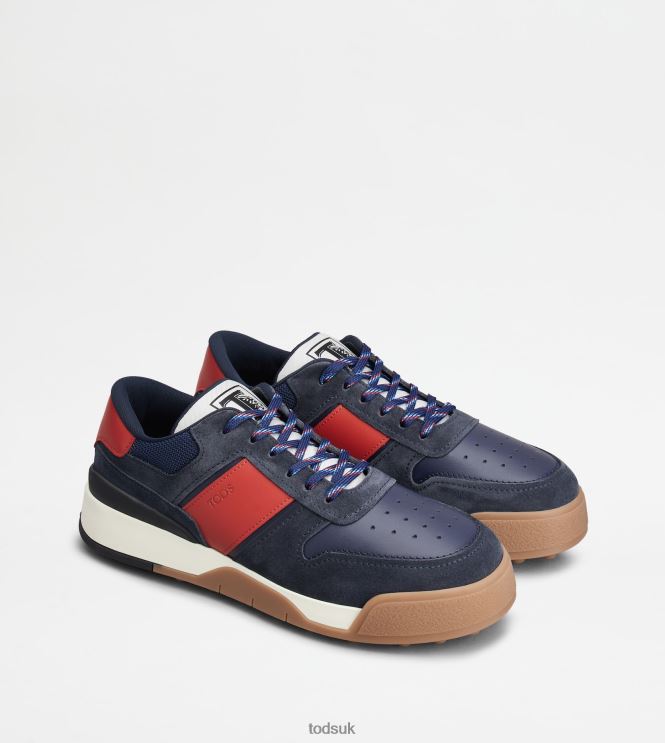 Tod's Men Sneakers in Suede and Smooth Leather 602L84883 Blue/Red