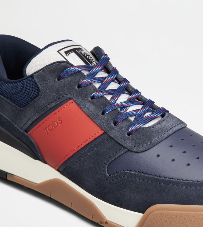 Tod's Men Sneakers in Suede and Smooth Leather 602L84883 Blue/Red