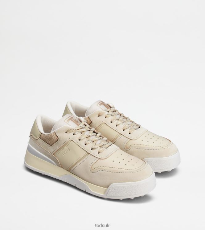 Tod's Men Sneakers in Suede and Smooth Leather 602L84885 Off White/Beige/White