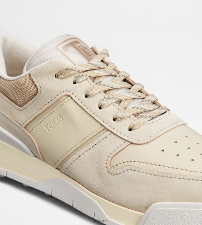 Tod's Men Sneakers in Suede and Smooth Leather 602L84885 Off White/Beige/White