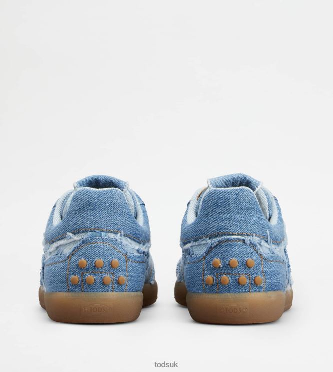 Tod's Men Tabs Sneakers in Denim 602L84844 Light Blue/Blue