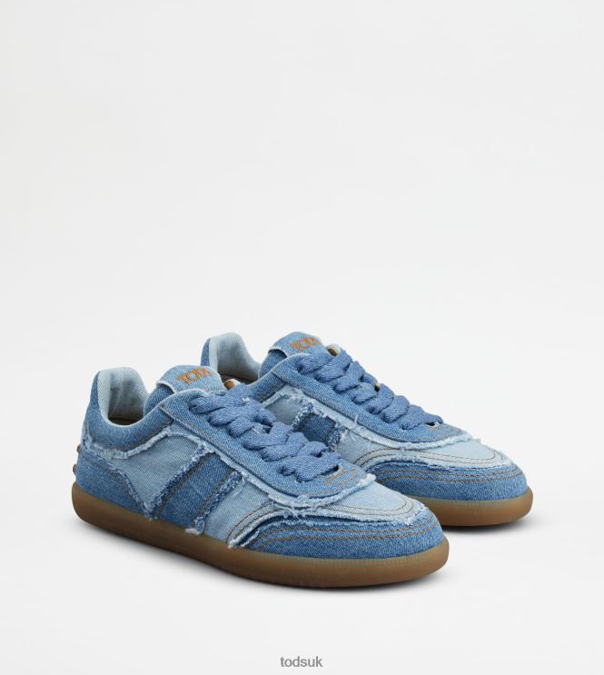 Tod's Men Tabs Sneakers in Denim 602L84844 Light Blue/Blue
