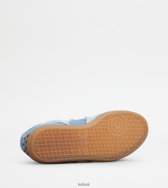 Tod's Men Tabs Sneakers in Denim 602L84844 Light Blue/Blue