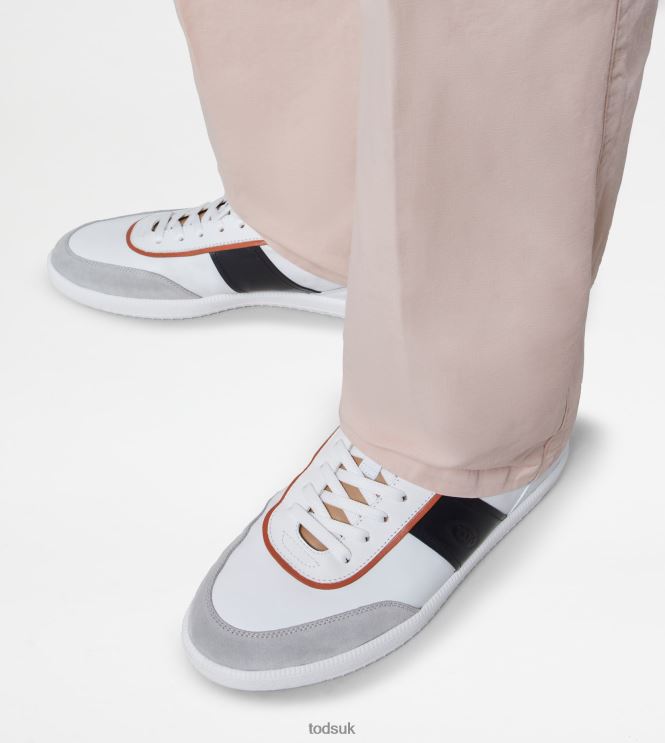 Tod's Men Tabs Sneakers in Leather 602L84842 White/Black/Orange