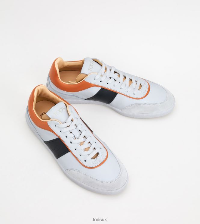 Tod's Men Tabs Sneakers in Leather 602L84842 White/Black/Orange