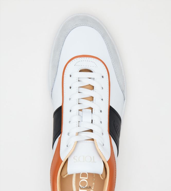 Tod's Men Tabs Sneakers in Leather 602L84842 White/Black/Orange