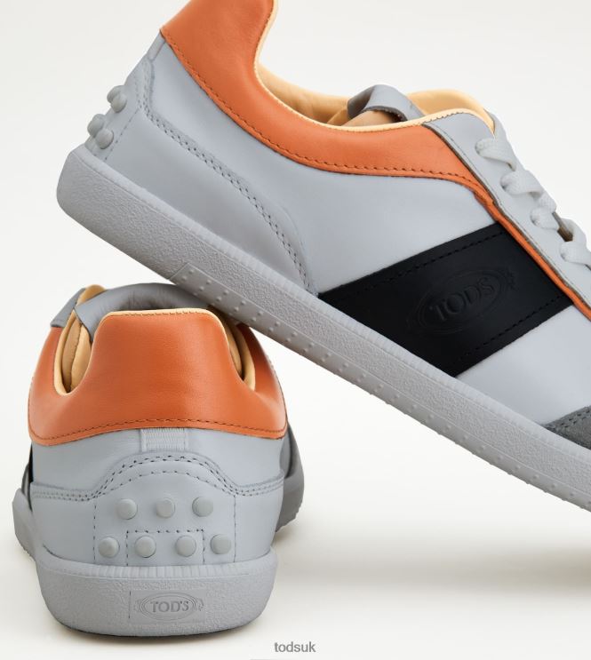 Tod's Men Tabs Sneakers in Leather 602L84842 White/Black/Orange