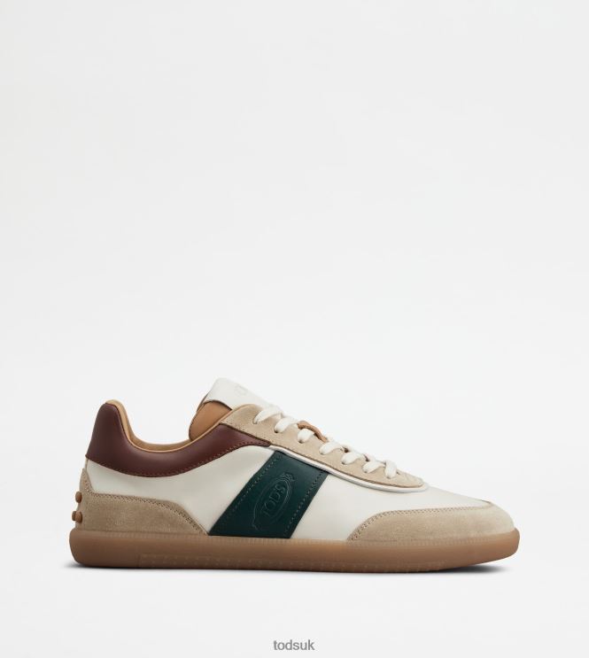 Tod's Men Tabs Sneakers in Suede 602L84840 Off White/Brown/Green