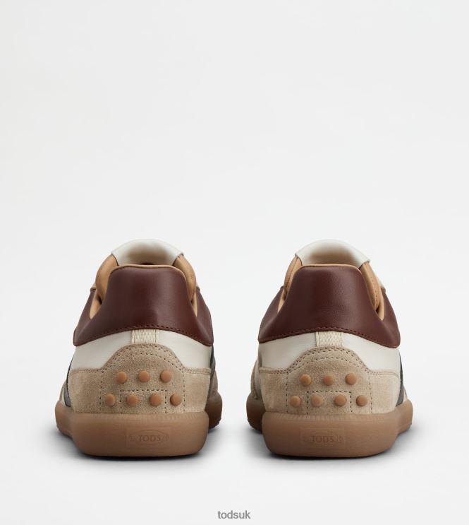 Tod's Men Tabs Sneakers in Suede 602L84840 Off White/Brown/Green