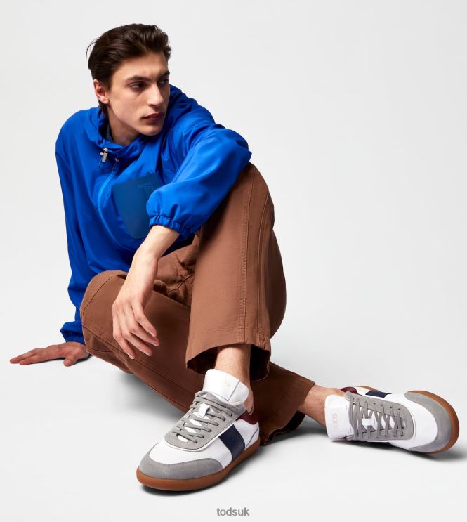 Tod's Men Tabs Sneakers in Suede 602L84841 White/Blue/Burgundy