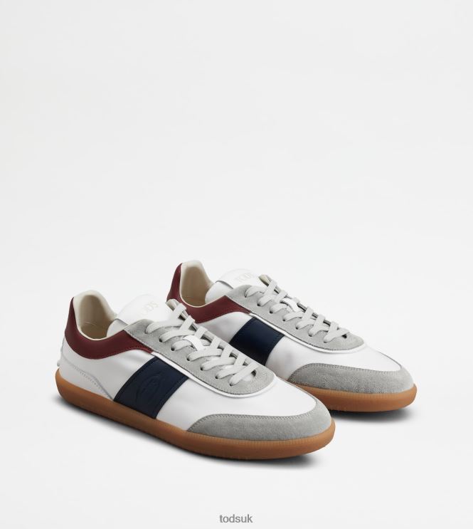 Tod's Men Tabs Sneakers in Suede 602L84841 White/Blue/Burgundy