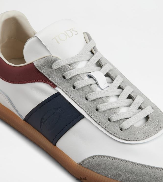 Tod's Men Tabs Sneakers in Suede 602L84841 White/Blue/Burgundy