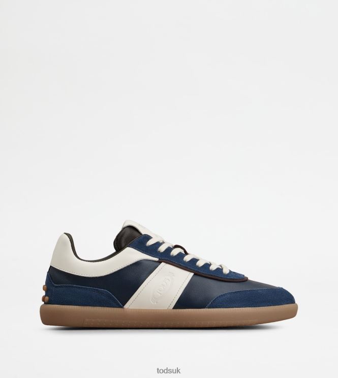 Tod's Men Tabs Sneakers in Suede 602L84892 Blue/Off White