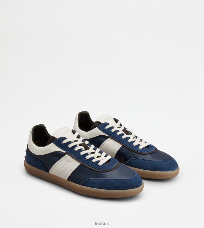 Tod's Men Tabs Sneakers in Suede 602L84892 Blue/Off White