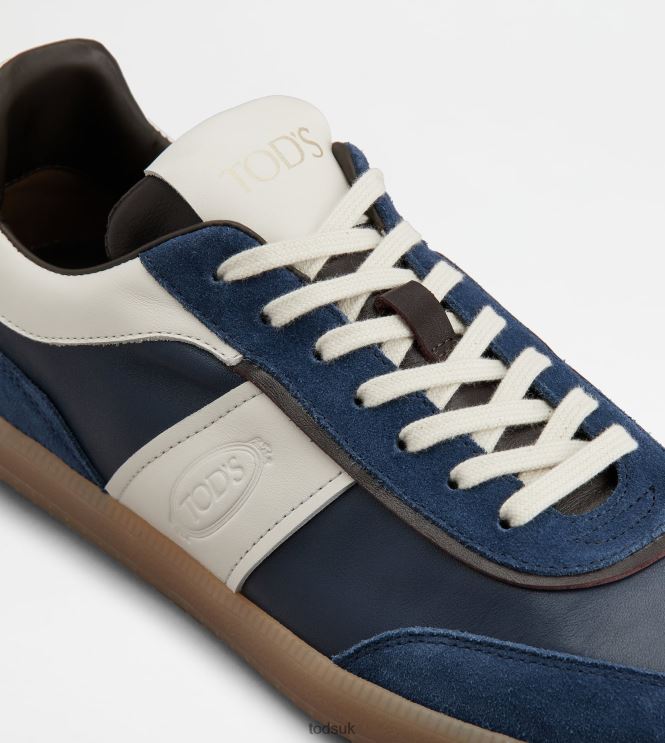 Tod's Men Tabs Sneakers in Suede 602L84892 Blue/Off White