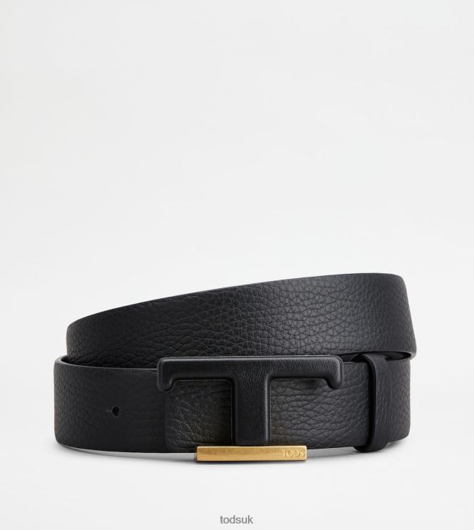 Tod's Women Reversible Belt in Leather 602L84249 Black