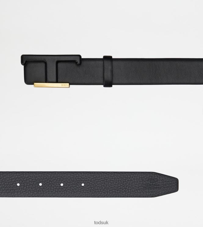 Tod's Women Reversible Belt in Leather 602L84249 Black