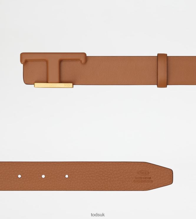 Tod's Women Reversible Belt in Leather 602L84250 Brown