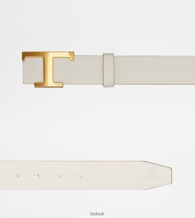 Tod's Women T Timeless Reversible Belt in Leather 602L84241 White