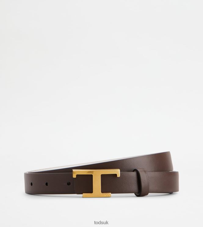 Tod's Women T Timeless Reversible Belt in Leather 602L84243 White/Brown