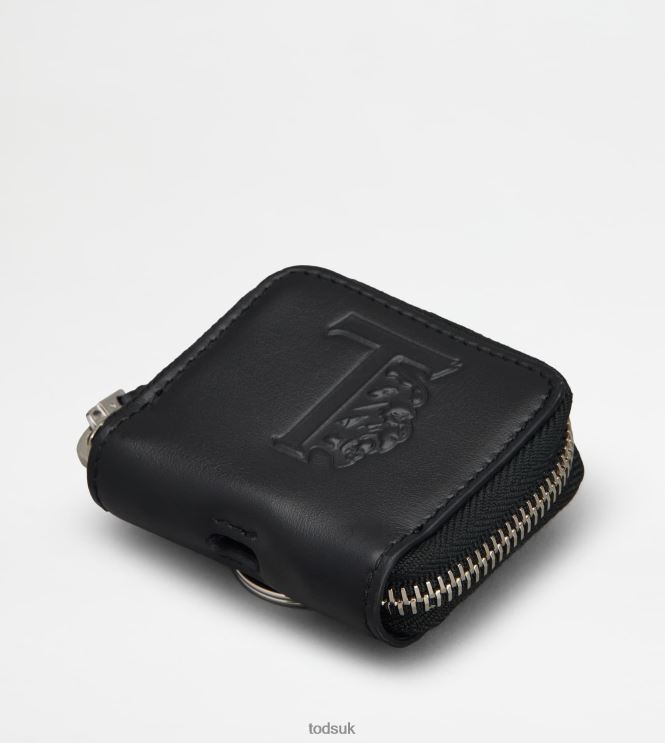 Tod's Women AirPods Holder in Leather 602L84504 Black