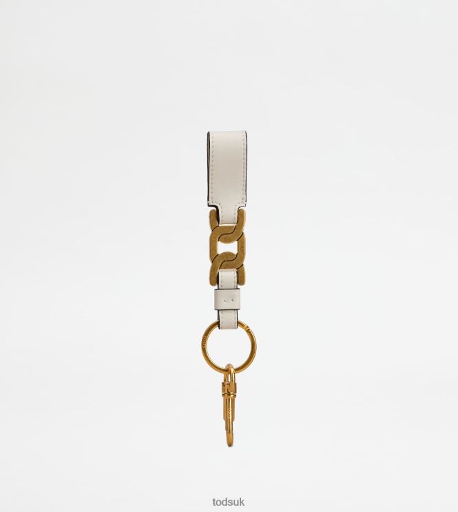 Tod's Women Kate Key Holder in Leather 602L84506 White